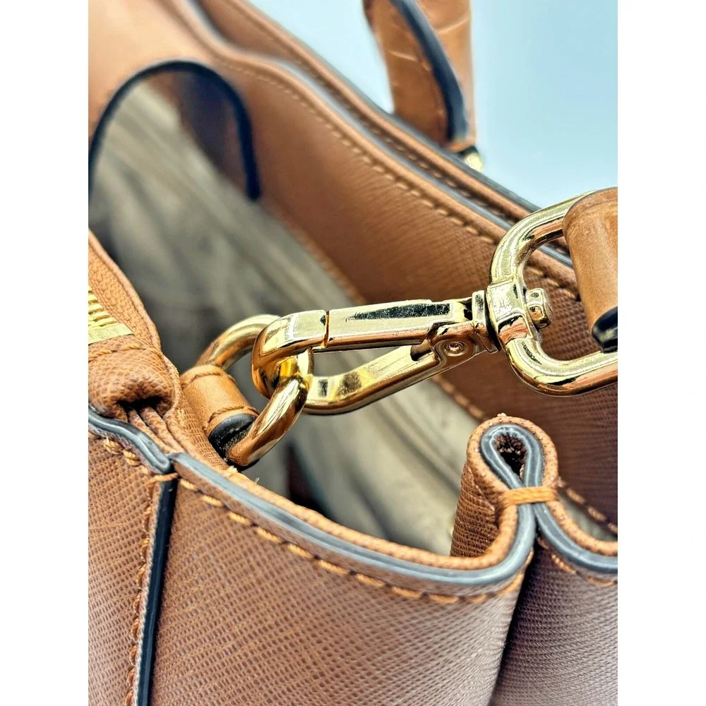 Michael Kors Kellen Crosshatch Leather‎ Satchel Medium 357GS0S6E Tote Adj Strap